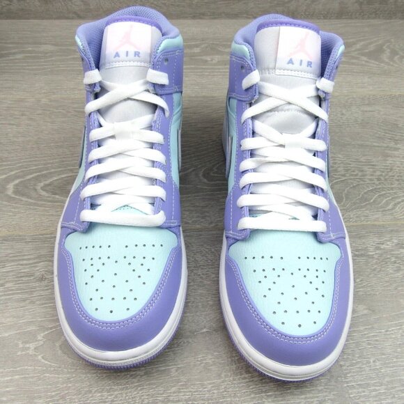 Air Jordan 1 Mid Purple Pulse Aqua White Sneakers Mens Size 9 NEW - Picture 6 of 15